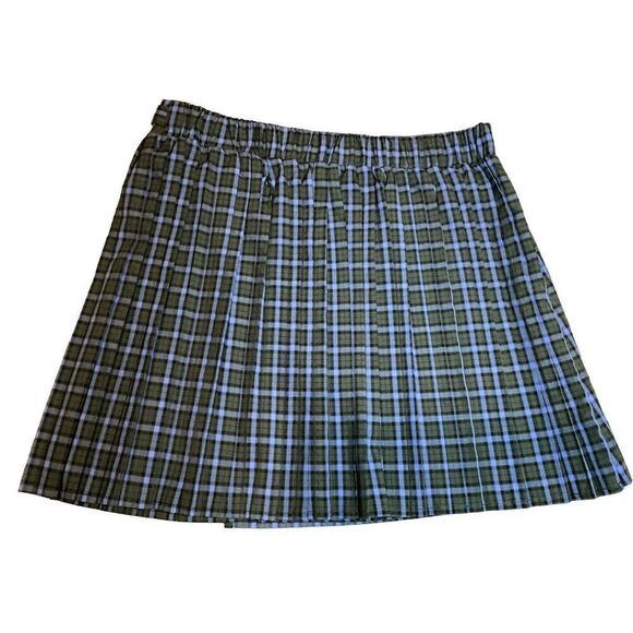 Wild Fable Plaid Pleated Skirt School Summer Spring Coastal Beach Buckle - Picture 2 of 8